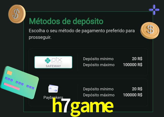 O cassino h7game oferece uma grande variedade de métodos de pagamento